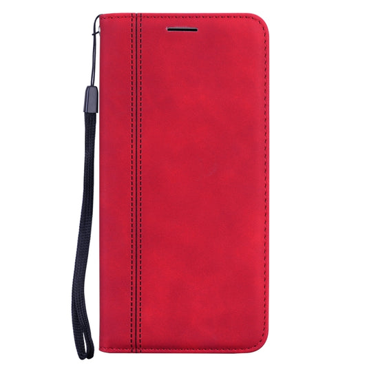 For Xiaomi Redmi Note 10 Pro Frosted Business Magnetic Horizontal Flip PU Leather Case with Holder & Card Slot & Lanyard(Red) by buy2fix