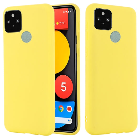 For Google Pixel 5A Solid Color Liquid Silicone Dropproof Full Coverage Protective Case(Yellow) by buy2fix