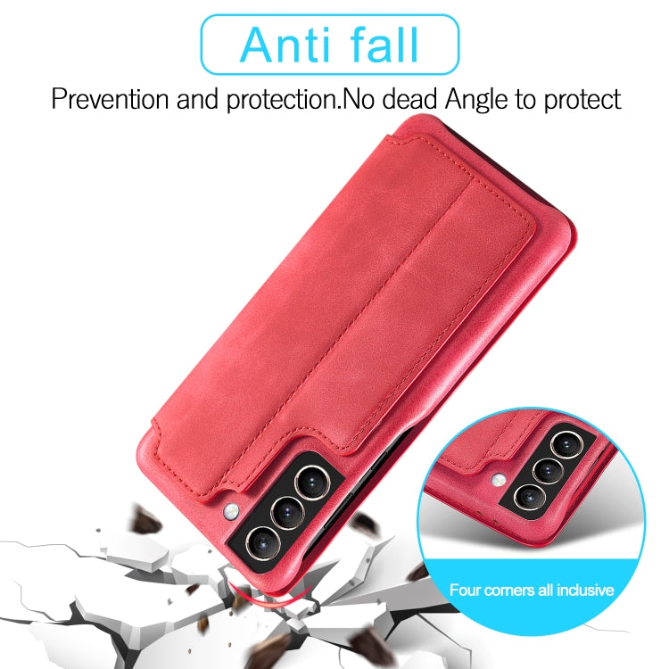 For Samsung Galaxy S21 FE LC.IMEEKE Hon Ancient Series Horizontal Flip Leather Case with Holder & Card Slot(Red) by LC.IMEEKE