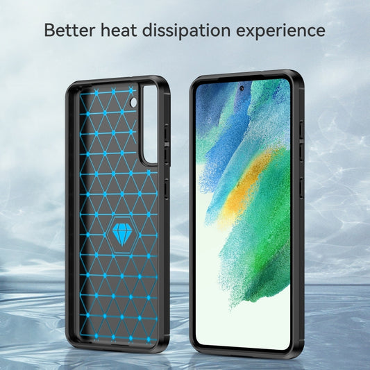 For Samsung Galaxy S21 FE Brushed Texture Carbon Fiber TPU Case(Black) by buy2fix
