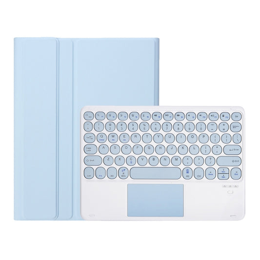 YT102B-A Detachable Candy Color Skin Feel Texture Round Keycap Bluetooth Keyboard Leather Case with Touch Control For iPad 10.2 2020 & 2019 / Air 2019 / Pro 10.5 inch(White Ice) by buy2fix