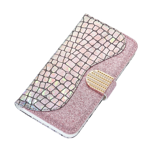 For Samsung Galaxy A72 5G / 4G Laser Glitter Powder Matching Crocodile Texture Horizontal Flip Leather Case with Card Slots & Holder & Wallet(Silver) by buy2fix