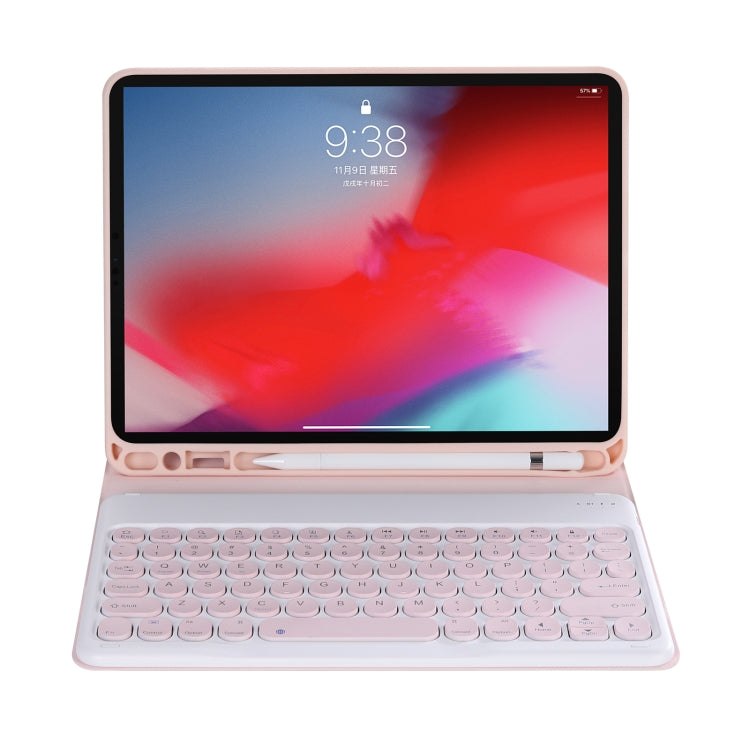 YT102B Detachable Candy Color Skin Feel Texture Round Keycap Bluetooth Keyboard Leather Case For iPad 10.2 2020 & 2019 / Air 2019 / Pro 10.5 inch(Pink) by buy2fix