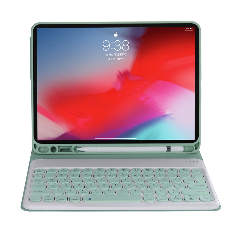 YT102B Detachable Candy Color Skin Feel Texture Round Keycap Bluetooth Keyboard Leather Case For iPad 10.2 2020 & 2019 / Air 2019 / Pro 10.5 inch(Light Green) by buy2fix