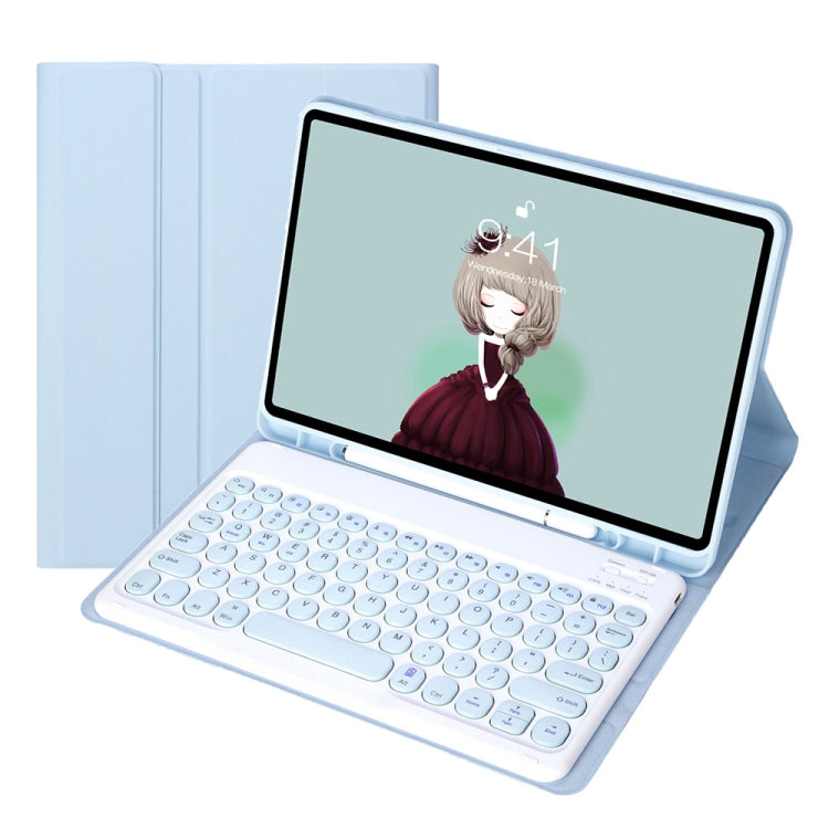 YT102B Detachable Candy Color Skin Feel Texture Round Keycap Bluetooth Keyboard Leather Case For iPad 10.2 2020 & 2019 / Air 2019 / Pro 10.5 inch(White Ice) - Universal by buy2fix | Online Shopping UK | buy2fix