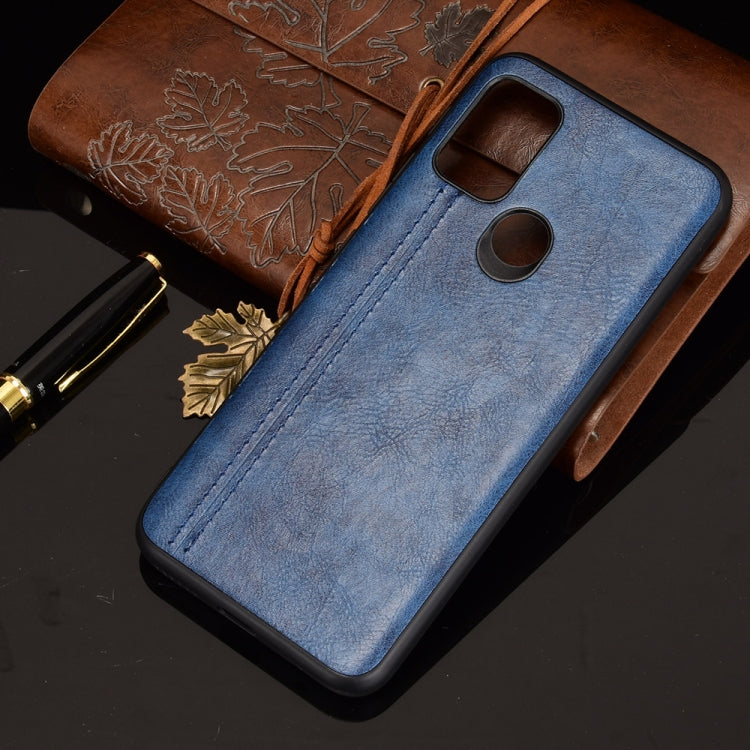 For Motorola Moto G30 / G10 Shockproof Sewing Cow Pattern Skin PC + PU + TPU Case(Blue) by buy2fix