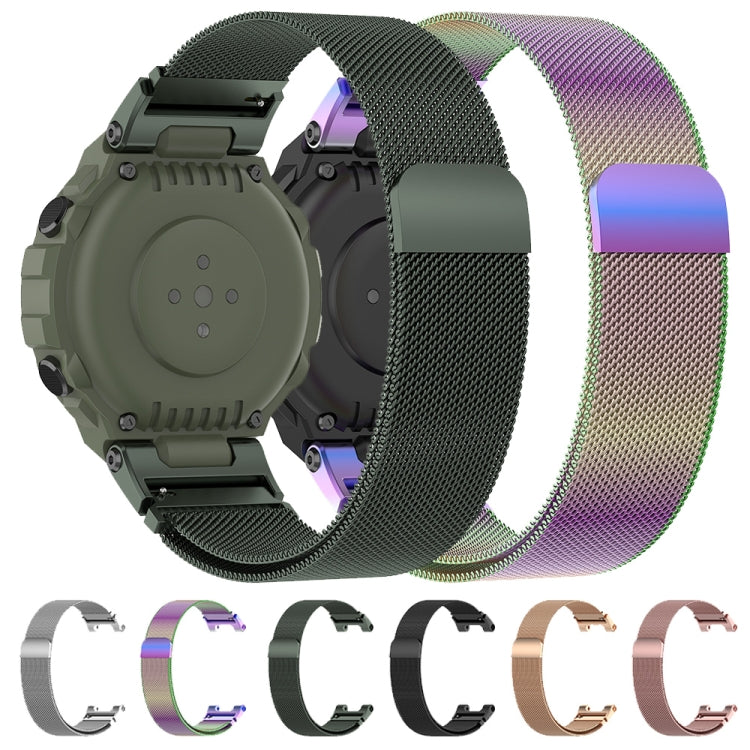 For Amazfit T-Rex Pro / Amazfit T-Rex Milanese Magnetic Metal Watch Band(Colorful) by buy2fix