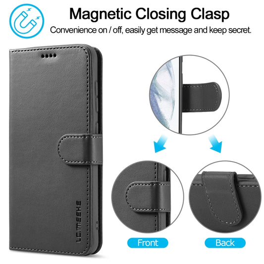 For Samsung Galaxy S21 FE LC.IMEEKE Calf Texture Horizontal Flip Leather Case, with Holder & Card Slots & Wallet(Black) by LC.IMEEKE