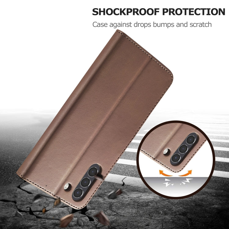 For Samsung Galaxy S21 FE LC.IMEEKE Calf Texture Horizontal Flip Leather Case, with Holder & Card Slots & Wallet(Coffee) by LC.IMEEKE