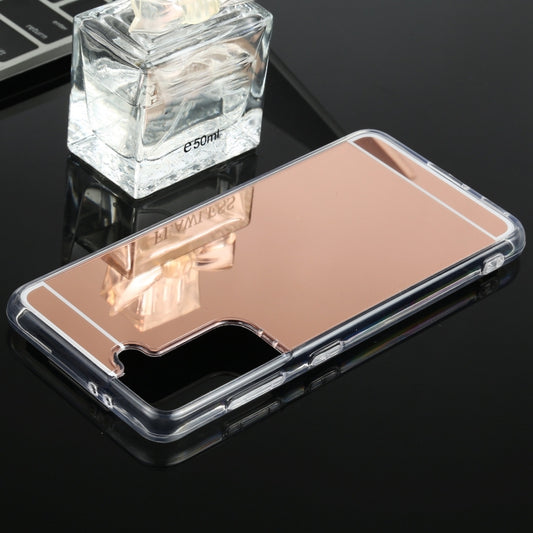 For Samsung Galaxy S21 5G TPU + Acrylic Luxury Plating Mirror Phone Case Cover(Rose Gold) by buy2fix