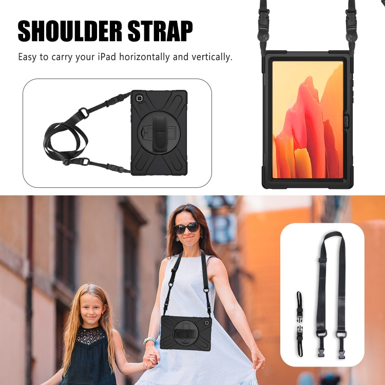 For Samsung Galaxy Tab A7 10.4 2020 T500 / T505 Shockproof Colorful Silicone + PC Protective Case with Holder & Shoulder Strap & Hand Strap(Black) by buy2fix