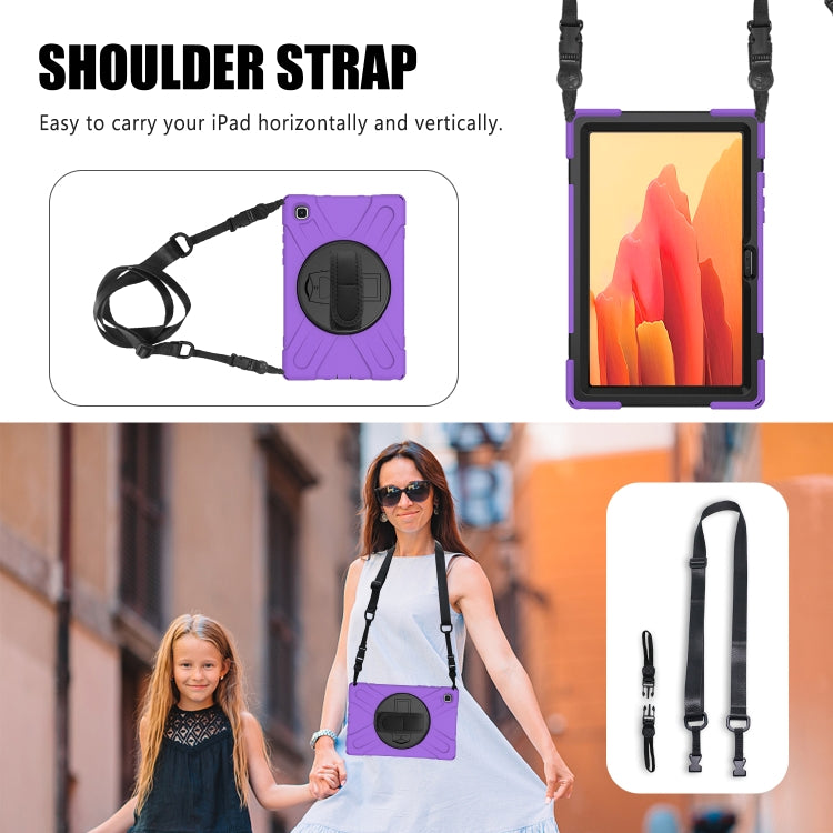For Samsung Galaxy Tab A7 10.4 2020 T500 / T505 Shockproof Colorful Silicone + PC Protective Case with Holder & Shoulder Strap & Hand Strap(Purple) by buy2fix