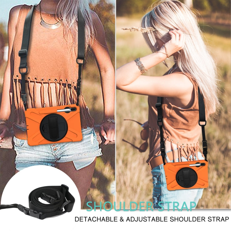 For Samsung Galaxy Tab S6 10.5 inch T860 / T865 Shockproof Colorful Silicone + PC Protective Case with Holder & Shoulder Strap & Hand Strap & Pen Slot(Orange) by buy2fix