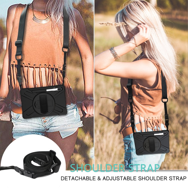 For Samsung Galaxy Tab S6 10.5 inch T860 / T865 Shockproof Colorful Silicone + PC Protective Case with Holder & Shoulder Strap & Hand Strap & Pen Slot(Black) by buy2fix