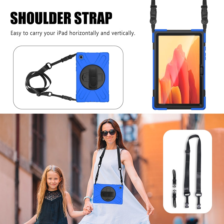 For Samsung Galaxy Tab A7 10.4 2020 T500 / T505 Shockproof Colorful Silicone + PC Protective Case with Holder & Shoulder Strap & Hand Strap & Screen Protector(Blue) by buy2fix