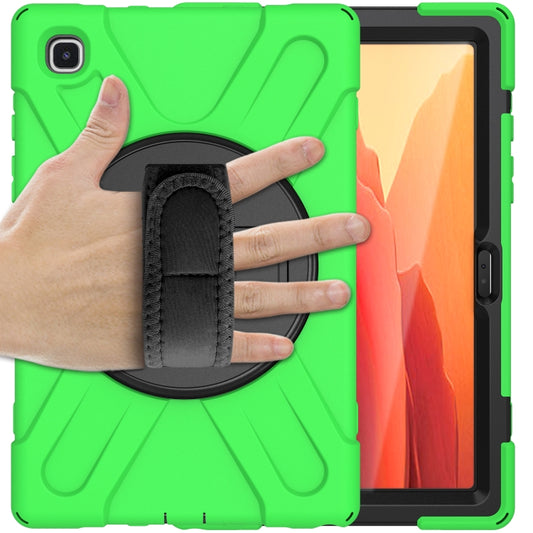 For Samsung Galaxy Tab A7 10.4 2020 T500 / T505 Shockproof Colorful Silicone + PC Protective Case with Holder & Shoulder Strap & Hand Strap & Screen Protector(Green) by buy2fix