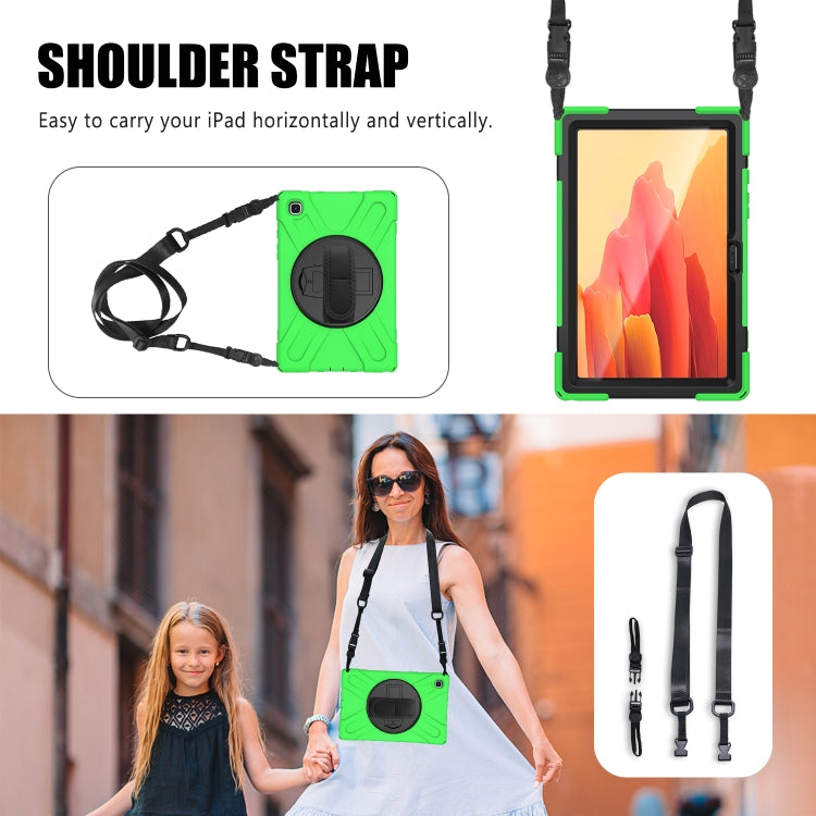 For Samsung Galaxy Tab A7 10.4 2020 T500 / T505 Shockproof Colorful Silicone + PC Protective Case with Holder & Shoulder Strap & Hand Strap & Screen Protector(Green) by buy2fix