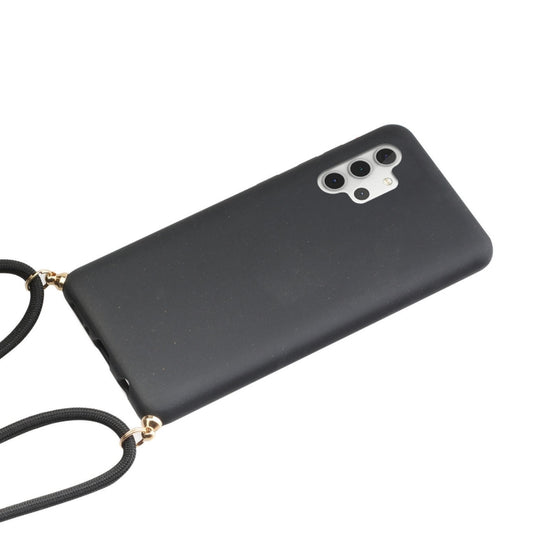 For Samsung Galaxy A32 5G Wheat Straw Material + TPU Protective Case with Lanyard(Black) by buy2fix
