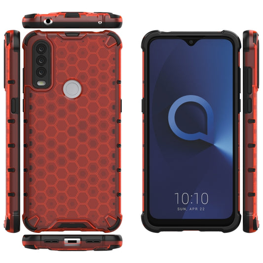 For Alcatel 1S (2020) Shockproof Honeycomb PC + TPU Case(Red) by buy2fix