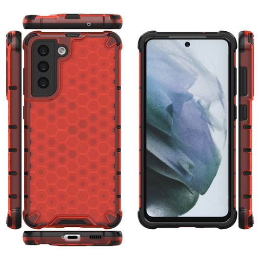 For Samsung Galaxy S21 FE Shockproof Honeycomb PC + TPU Case(Red) by buy2fix