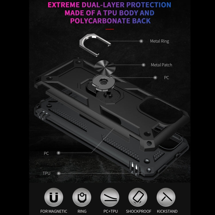 For Xiaomi Redmi Note 9 4G / 9T / 9 Power Shockproof TPU + PC Protective Case with 360 Degree Rotating Holder(Black) by buy2fix