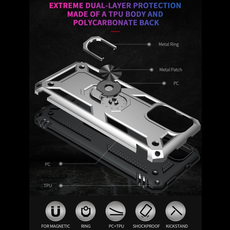 For Xiaomi Redmi Note 9 4G / 9T / 9 Power Shockproof TPU + PC Protective Case with 360 Degree Rotating Holder(Silver) by buy2fix