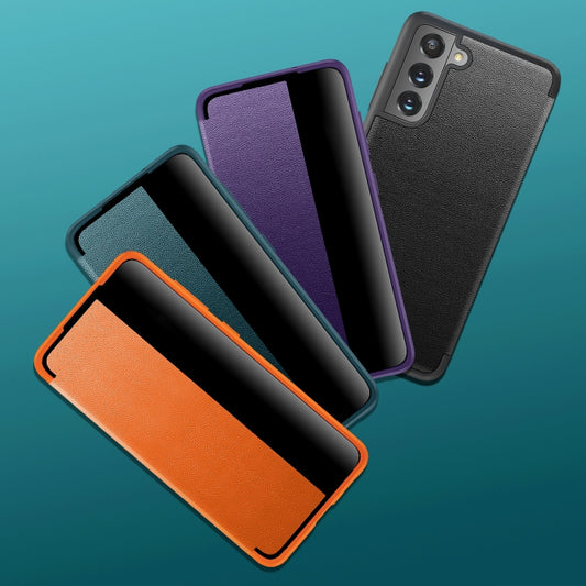 For Samsung Galaxy S21 FE Shockproof Horizontal Flip Plain Leather Phone Case(Green) by buy2fix