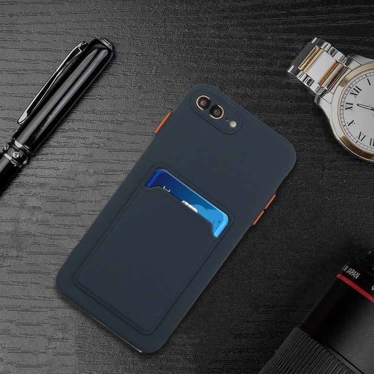 Card Slot Design Shockproof TPU Protective Case For iPhone 8 & 7(Dark Blue) by buy2fix