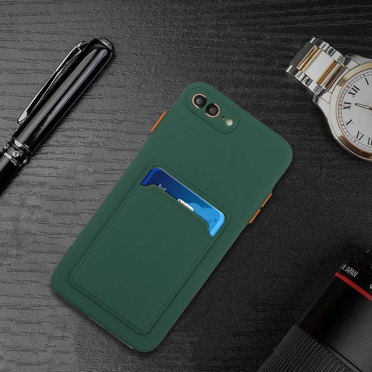 Card Slot Design Shockproof TPU Protective Case For iPhone 8 & 7(Dark Green) by buy2fix