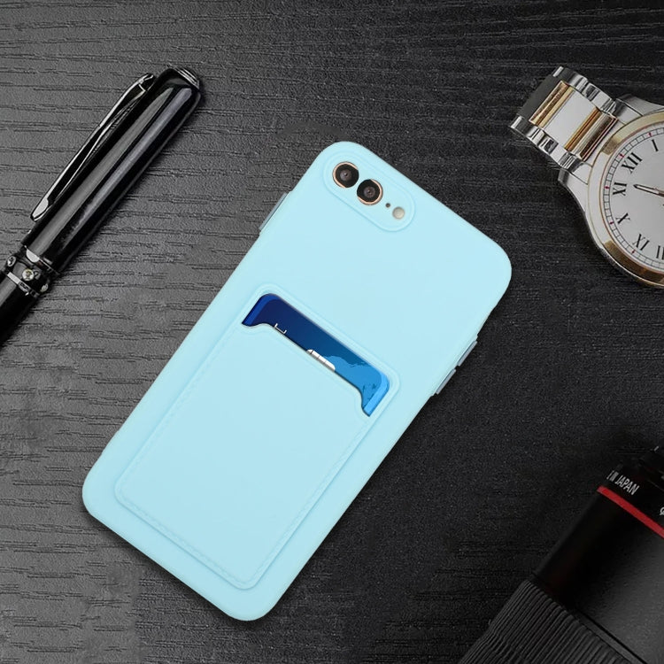 Card Slot Design Shockproof TPU Protective Case For iPhone 8 Plus & 7 Plus(Sky Blue) by buy2fix