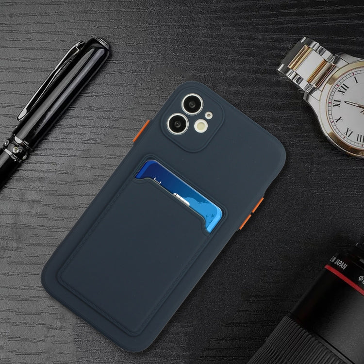 Card Slot Design Shockproof TPU Protective Case For iPhone 11(Dark Blue) by buy2fix