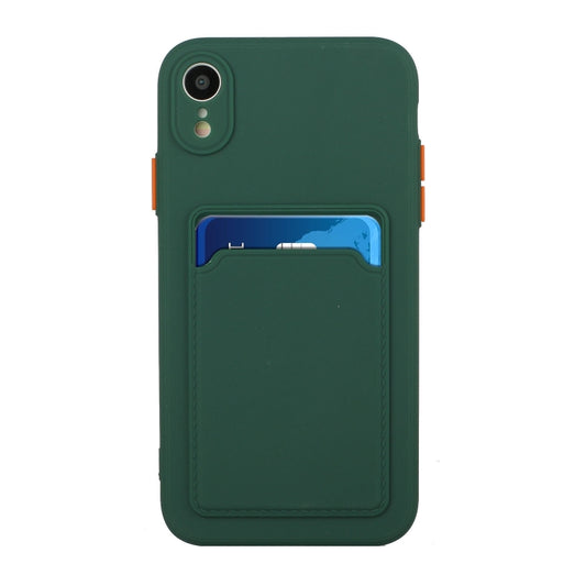 For iPhone XR Card Slot Design Shockproof TPU Protective Case(Dark Green) by buy2fix