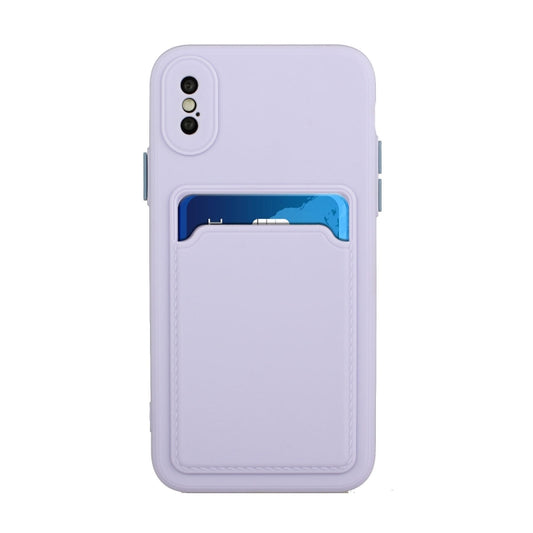 For iPhone XS Max Card Slot Design Shockproof TPU Protective Case(Purple) by buy2fix