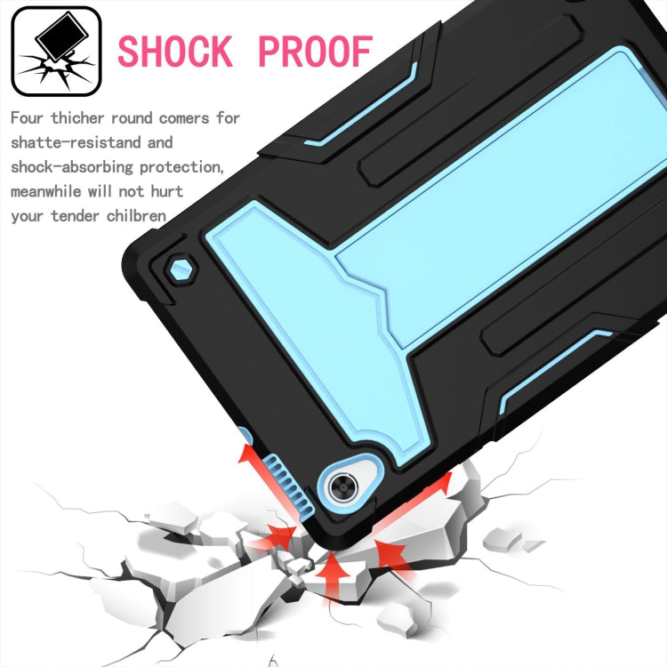 For Lenovo Tab M10 HD 2nd Gen TB-X306X T-shaped Bracket Contrast Color Shockproof PC + Silicone Flat Protective Case(Black + Blue) by buy2fix