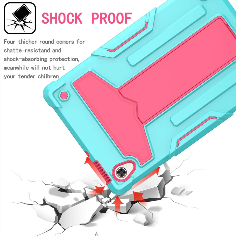 For Lenovo Tab M10 HD 2nd Gen TB-X306X T-shaped Bracket Contrast Color Shockproof PC + Silicone Flat Protective Case(Mint Green + Rose Red) by buy2fix
