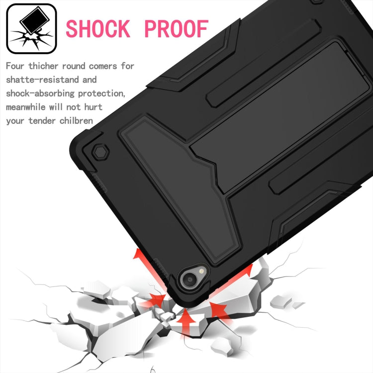 For Lenovo Tab P11 (Tab-J606F) T-shaped Bracket Contrast Color Shockproof PC + Silicone Flat Protective Case(Black) by buy2fix
