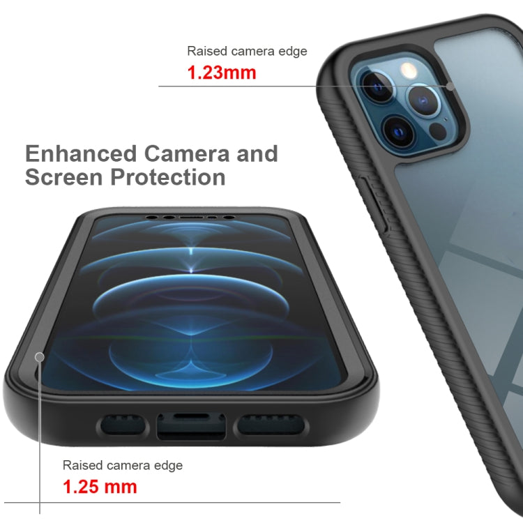 For iPhone 12 / 12 Pro Starry Sky Solid Color Series Shockproof PC + TPU Case with PET Film(Black) by buy2fix