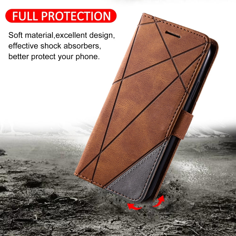 For Samsung Galaxy A12 Skin Feel Splicing Horizontal Flip Leather Case with Holder & Card Slots & Wallet & Photo Frame(Brown) by buy2fix