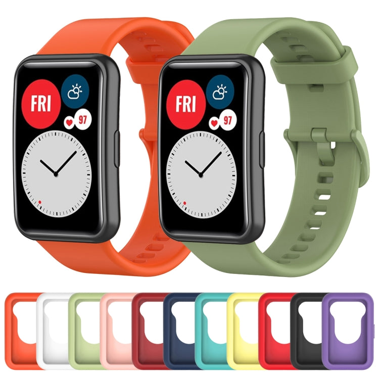 For Huawei Watch Fit Protective Silicone Case + Silicone Watch Band Kit(Wine Red) by buy2fix