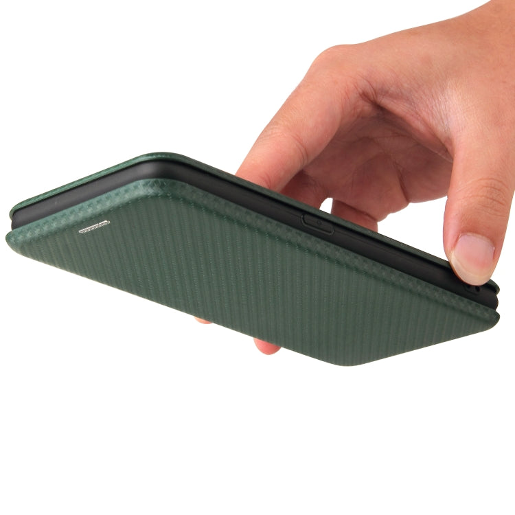 For OPPO F19 / A74 4G Carbon Fiber Texture Horizontal Flip TPU + PC + PU Leather Case with Card Slot(Green) by buy2fix