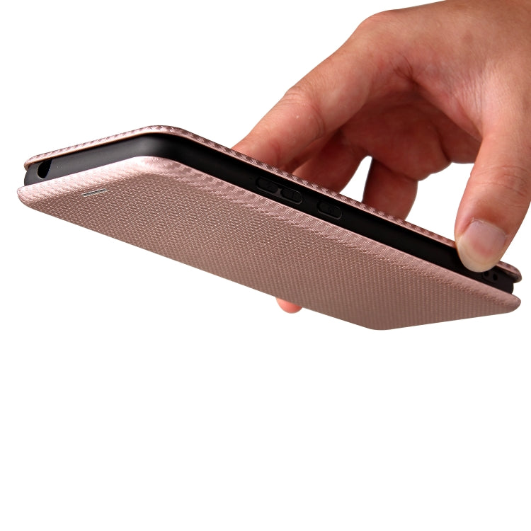 For Blackview A70 (2021) Carbon Fiber Texture Horizontal Flip TPU + PC + PU Leather Case with Card Slot(Pink) by buy2fix