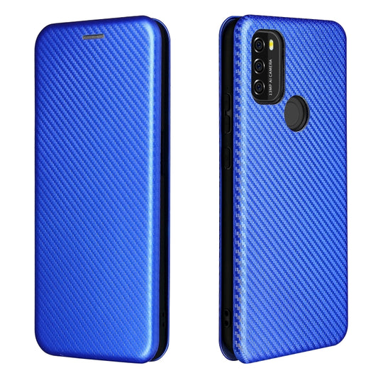 For Blackview A70 (2021) Carbon Fiber Texture Horizontal Flip TPU + PC + PU Leather Case with Card Slot(Blue) by buy2fix