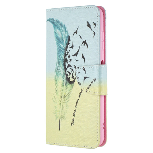 For Nokia G20 / G10 Colored Drawing Pattern Horizontal Flip Leather Case with Holder & Card Slots & Wallet(Feather) by buy2fix