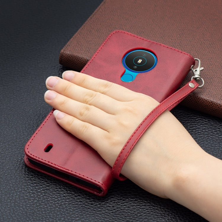 For Nokia 1.4 Retro Lambskin Texture Pure Color Horizontal Flip PU Leather Case with Holder & Card Slots & Wallet & Lanyard(Red) by buy2fix