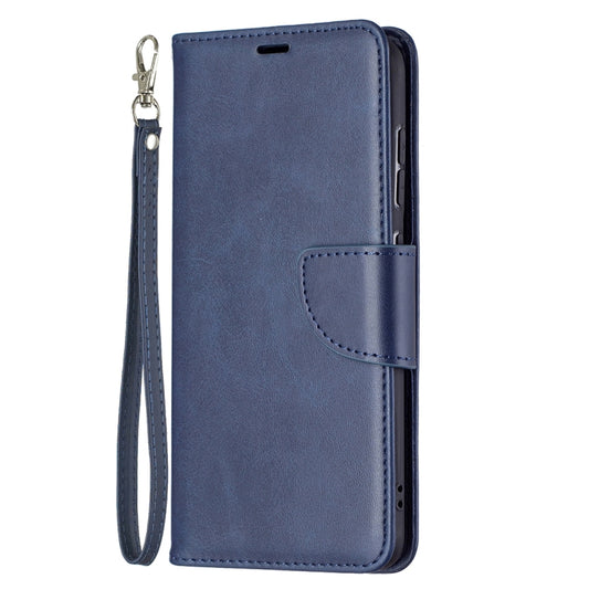 For Samsung Galaxy S21 FE Retro Lambskin Texture Pure Color Horizontal Flip PU Leather Case with Holder & Card Slots & Wallet & Lanyard(Blue) by buy2fix