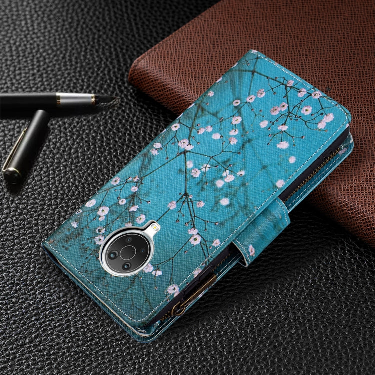 For Nokia G20 / G10 Colored Drawing Pattern Zipper Horizontal Flip Leather Case with Holder & Card Slots & Wallet(Plum Blossom) by buy2fix