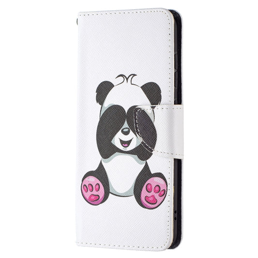 For Samsung Galaxy S21 FE Colored Drawing Pattern Horizontal Flip Leather Case with Holder & Card Slots & Wallet(Panda) by buy2fix