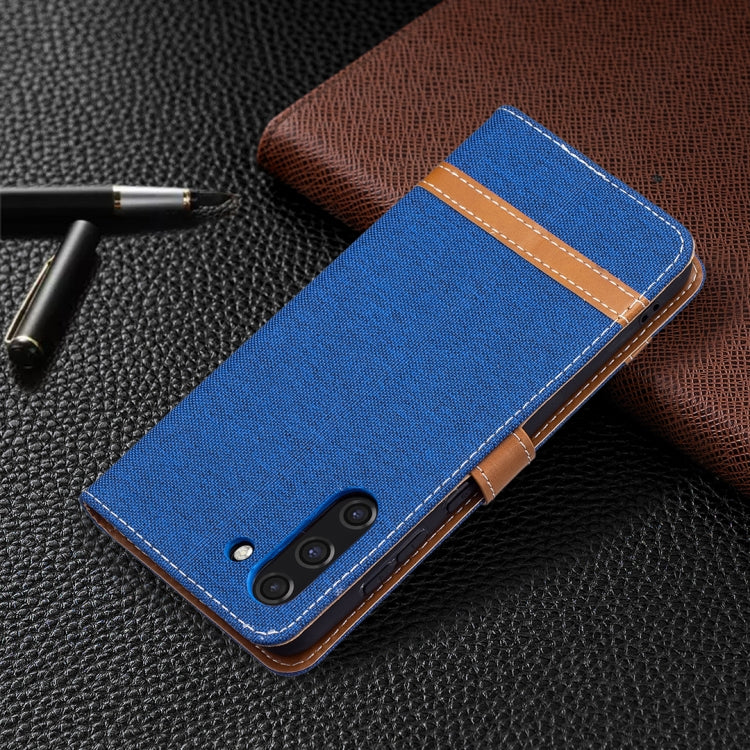 For Samsung Galaxy S21 FE Color Matching Denim Texture Horizontal Flip Leather Case with Holder & Card Slots & Wallet & Lanyard(Royal Blue) by buy2fix