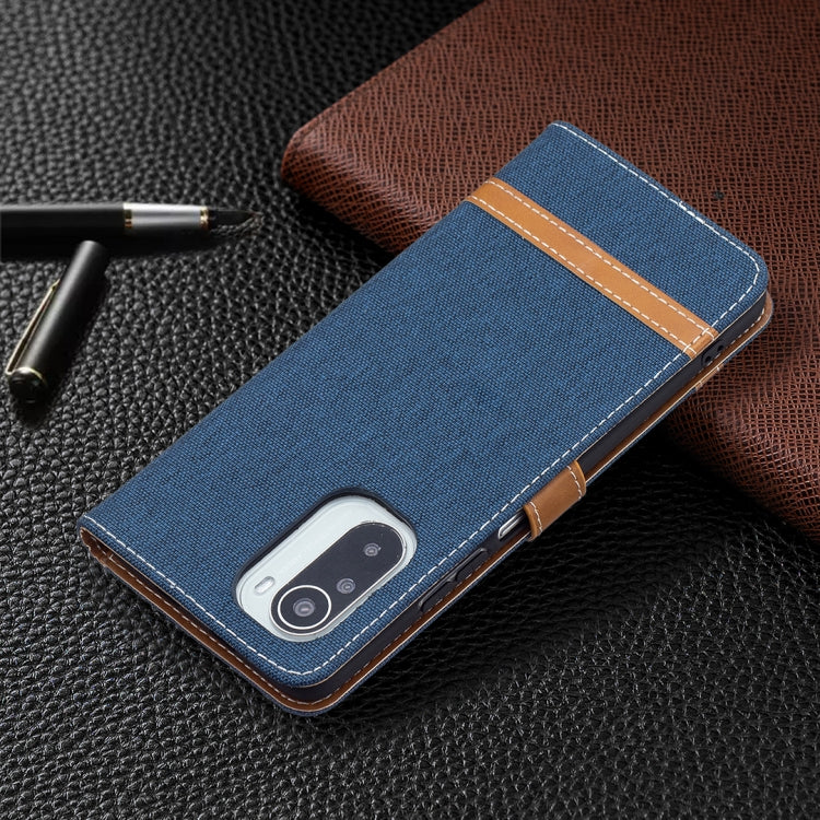 For Xiaomi Mi 11i / Poco F3 / Redmi K40 Color Matching Denim Texture Horizontal Flip Leather Case with Holder & Card Slots & Wallet & Lanyard(Dark Blue) by buy2fix
