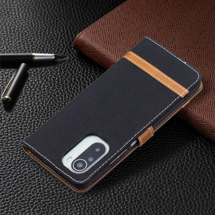For Xiaomi Mi 11i / Poco F3 / Redmi K40 Color Matching Denim Texture Horizontal Flip Leather Case with Holder & Card Slots & Wallet & Lanyard(Black) by buy2fix